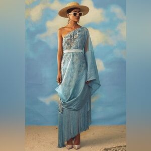 Chic One-Shoulder Blue Dress